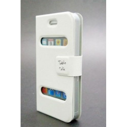 Etui cuir blanc portefeuille TABLE TALK pour Iphone 4 et 4S