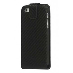 Etui cuir CARBONE noir pour Iphone 5 et 5S