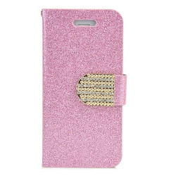 etui cuir BLING rose pour iPhone 5