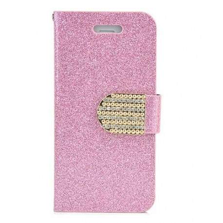 etui cuir BLING rose pour iPhone 5