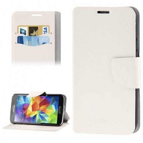 Etui cuir portefeuille blanc pour SAMSUNG GALAXY S5