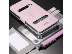 Etui cuir rose portefeuille TABLE TALK pour Iphone 4 et 4S