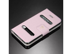 Etui cuir rose portefeuille TABLE TALK pour Iphone 4 et 4S