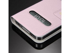 Etui cuir rose portefeuille TABLE TALK pour Iphone 4 et 4S