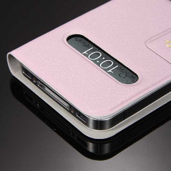 Etui cuir rose portefeuille TABLE TALK pour Iphone 4 et 4S