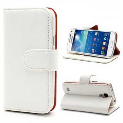 Etui cuir Portefeuille blanc pour Samsung Galaxy S4 mini GT-I9195X