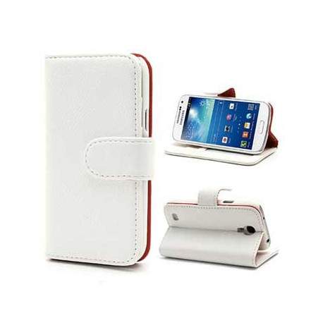 Etui cuir Portefeuille blanc pour Samsung Galaxy S4 mini GT-I9195X