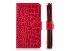 Etui portefeuille cuir rouge CROCO pour SAMSUNG GALAXY NOTE