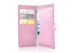 Etui cuir portefeuille rose pour iPhone 4, 5, 5S, 5C, 6 et SAMSUNG GALAXY S1, S2, S3, S4, S5