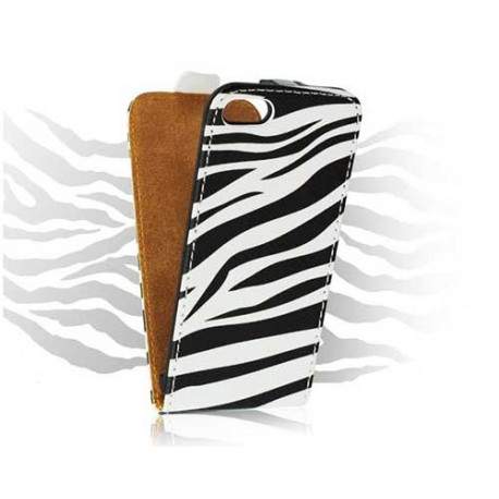 Etui cuir imprime ZEBRE pour Iphone 4 et 4S