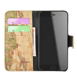 Etui cuir portefeuille WORLD MAP pour iPhone 6 ( 4.7 )