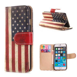 Etui cuir portefeuille USA pour iPhone 6 ( 4.7 )