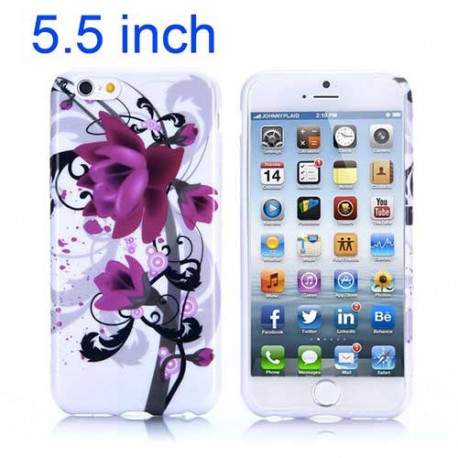 Coque souple FLEURS mauves pour iPhone 6 + ( 5.5 )