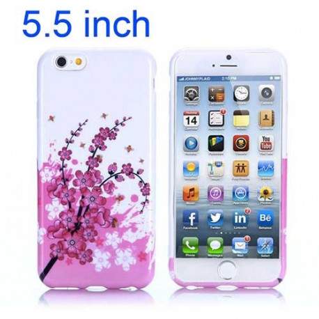 Coque souple FLEURS roses pour iPhone 6 + ( 5.5 )