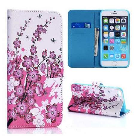 Etui cuir portefeuille FLEURS pour iPhone 6 plus ( 5.5 )