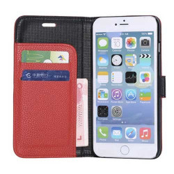 Etui cuir rouge portefeuille pour iPhone 6 plus ( 5.5 )