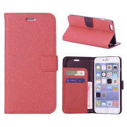 Etui cuir rose portefeuille pour iPhone 6 plus ( 5.5 )