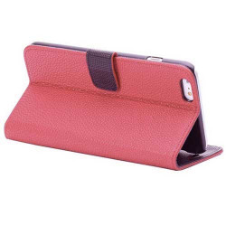 Etui cuir rose portefeuille pour iPhone 6 plus ( 5.5 )