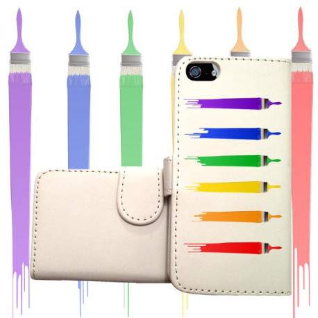 ETUI CUIR PORTEFEUILLE PINCEAUX COLOR POUR IPHONE 6 (4.7)