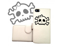 ETUI CUIR PORTEFEUILLE FUNNY SKULL POUR IPHONE 6 (4.7)