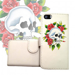 ETUI CUIR PORTEFEUILLE ROMANTIC SKULL POUR IPHONE 6 (4.7)