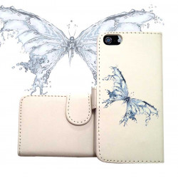 ETUI CUIR PORTEFEUILLE WATER BUTTERFLY POUR IPHONE 6 (4.7)