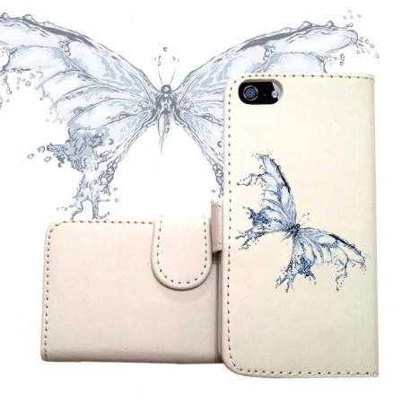 ETUI CUIR PORTEFEUILLE WATER BUTTERFLY POUR IPHONE 6 (4.7)