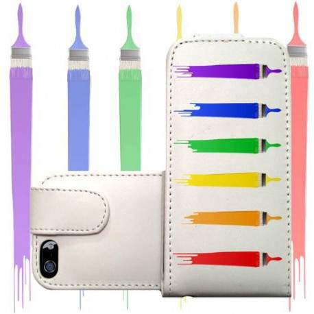 ETUI CUIR PINCEAUX COLOR POUR IPHONE 6 (4.7)