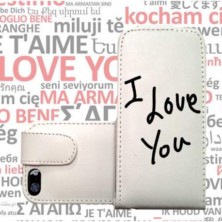 ETUI CUIR I LOVE YOU POUR IPHONE 6 (4.7)