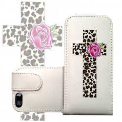 ETUI CUIR CROIX LEOPARD POUR IPHONE 6 (4.7)