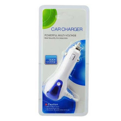 Chargeur DELUXE bleu 12 volts allume cigare pour Iphone 5, 5S, 5C, 6, 6+,  iPod touch 5, Ipad 4 et iPad mini + USB 1A
