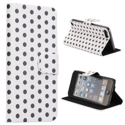 Etui cuir POIS blancs pour IPOD TOUCH 5