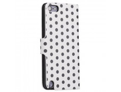 Etui cuir POIS blancs pour IPOD TOUCH 5