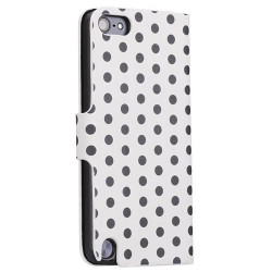 Etui cuir POIS blancs pour IPOD TOUCH 5