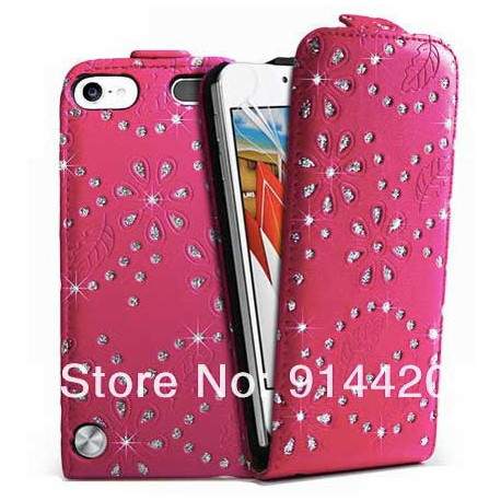 Etui cuir rose STRASS pour IPOD TOUCH 5