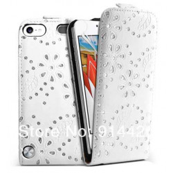 Etui cuir blanc STRASS pour IPOD TOUCH 5