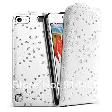 Etui cuir blanc STRASS pour IPOD TOUCH 5