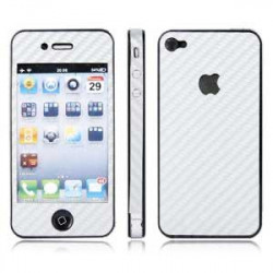 Stickers CARBONE blanc pour iPhone 4 et 4S