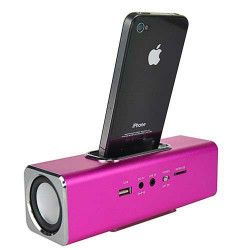 Haut parleurs station d'accueil rose pour iphone, ipod et pour autres telephones 