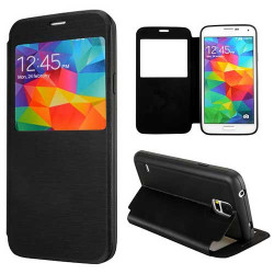 Etui Simili cuir noir FENETRE 2 pour SAMSUNG GALAXY S5