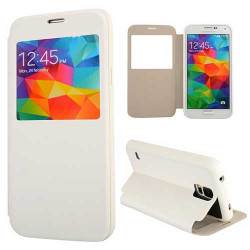 Etui Simili cuir blanc FENETRE 2 pour SAMSUNG GALAXY S5