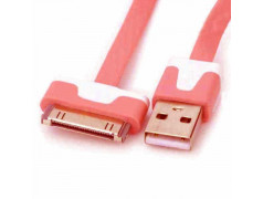 Câble USB LUXE rouge et blanc pour Iphone, Ipad et Ipod .