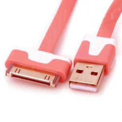 Câble USB LUXE rouge et blanc pour Iphone, Ipad et Ipod .