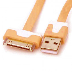 Câble USB LUXE orange et blanc pour Iphone, Ipad et Ipod .
