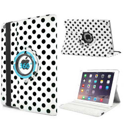 Etui cuir 360 POIS blanche et noire pour IPAD AIR 2