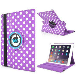 Etui cuir 360 POIS mauve et blanche pour IPAD AIR 2