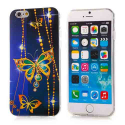 Coque souple PAPILLON BLEU pour iPhone 6 ( 4.7 )