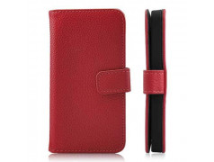 Etui cuir portefeuille rouge pour iPhone 5 et 5S