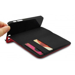 Etui cuir portefeuille rouge pour iPhone 5 et 5S