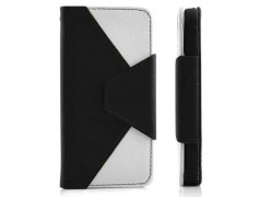 Etui cuir portefeuille BLACK and WHITE pour iPhone 5 et 5S
